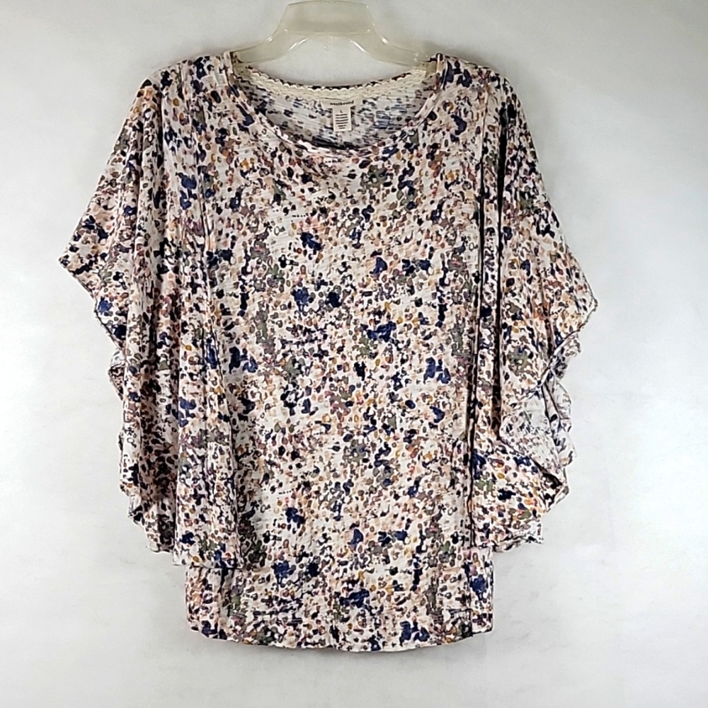 Westbound Multicolored Flutter Awing Sleeve Top S… - image 1